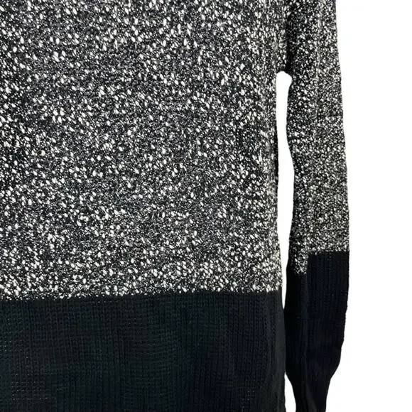 French Connection Women's 100% Cotton Tweed Long Line Gray Black Sweater sz M - Picture 3 of 12